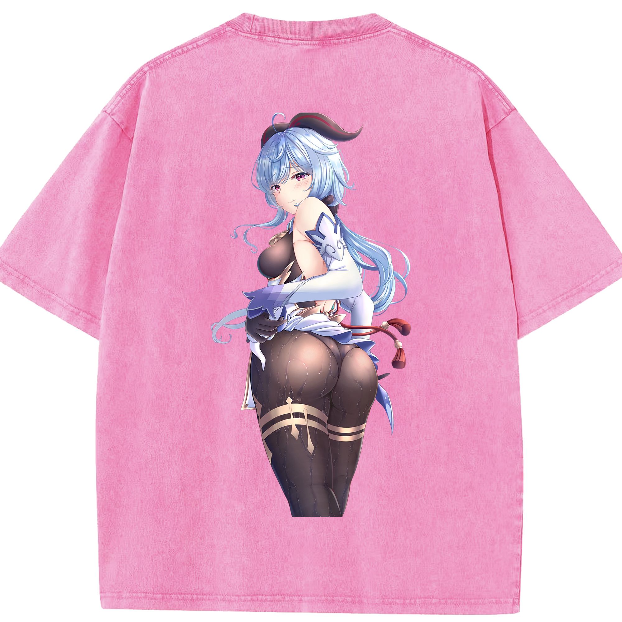 げんし神 甘雨 かんう genshin Ganyu 綿100% ヴィンテージ風 半袖Tシャツ（背面プリント）